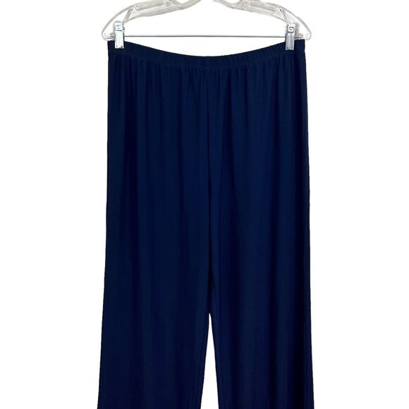 R‎ & M Collection Womens Pants Wide Leg Stretch Elastic Waist Pull Up Navy Sz 14 - Picture 2 of 5
